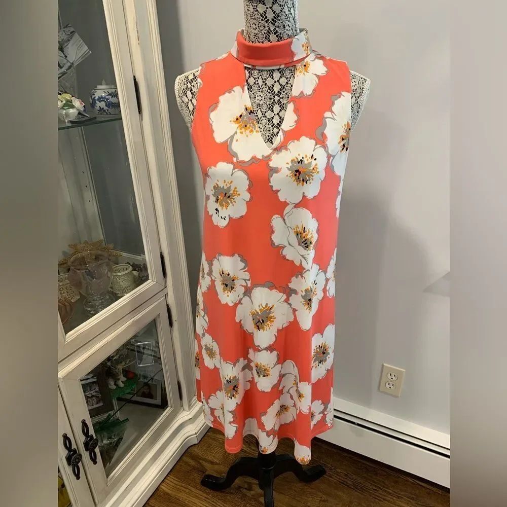 Ivanka Trump Orange Sheath Dress Cowl Neck Sleeveless